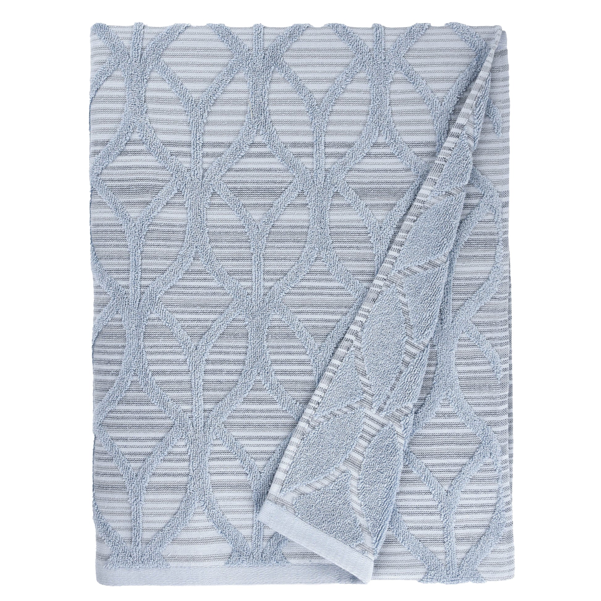 Authentic Hotel and Spa  Turkish Cotton Alev Jacquard Bath Towel Blue/Multi