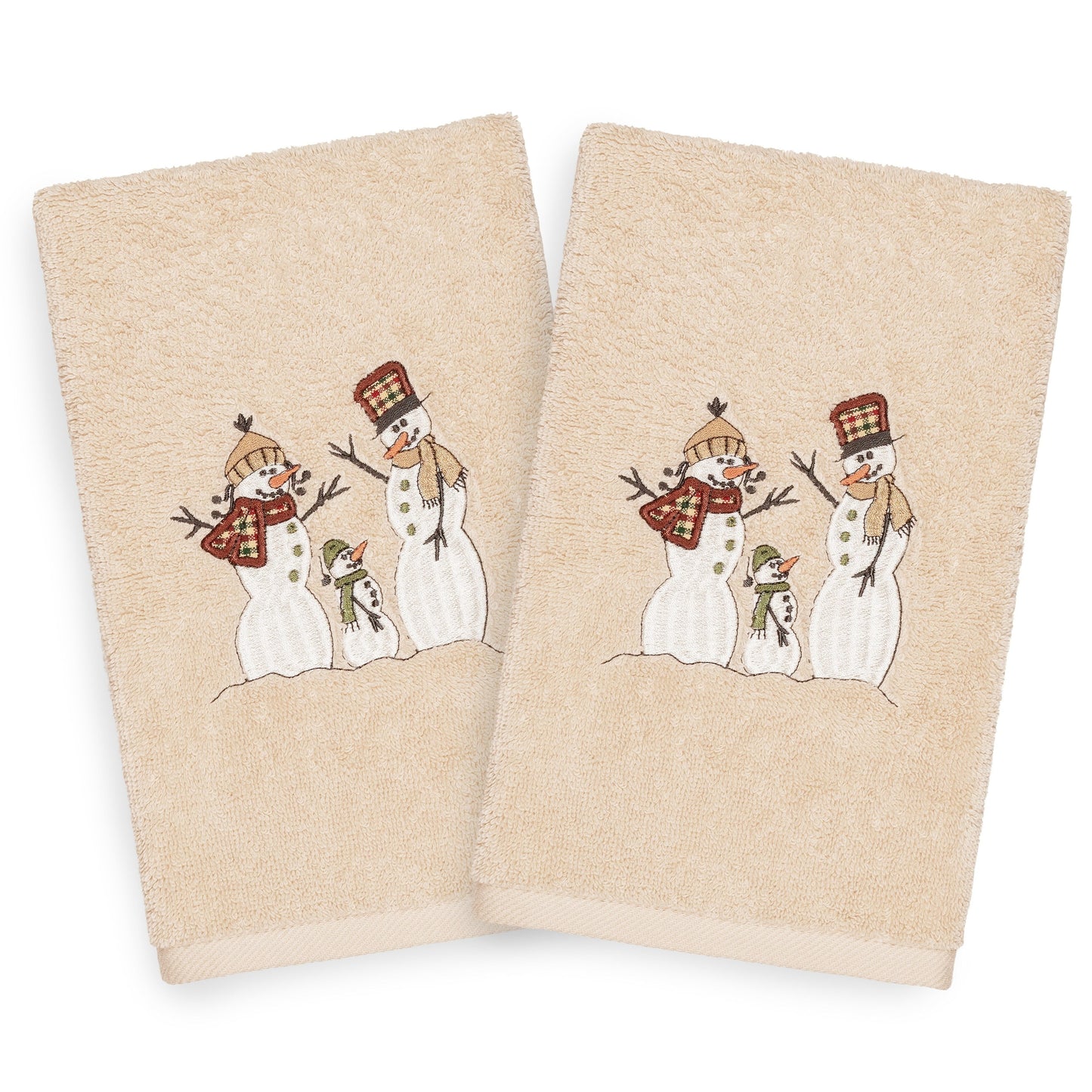 Authentic Hotel and Spa  Turkish Cotton Snowmen Beige Set of 2 Hand Towels