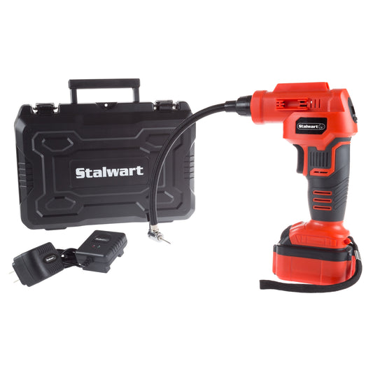 Automatic Air Compressor with 20V Lithium Battery-Cordless Tire Inflator for Car Bike Sports Equipment and More-Carrying Case Included by Stalwart
