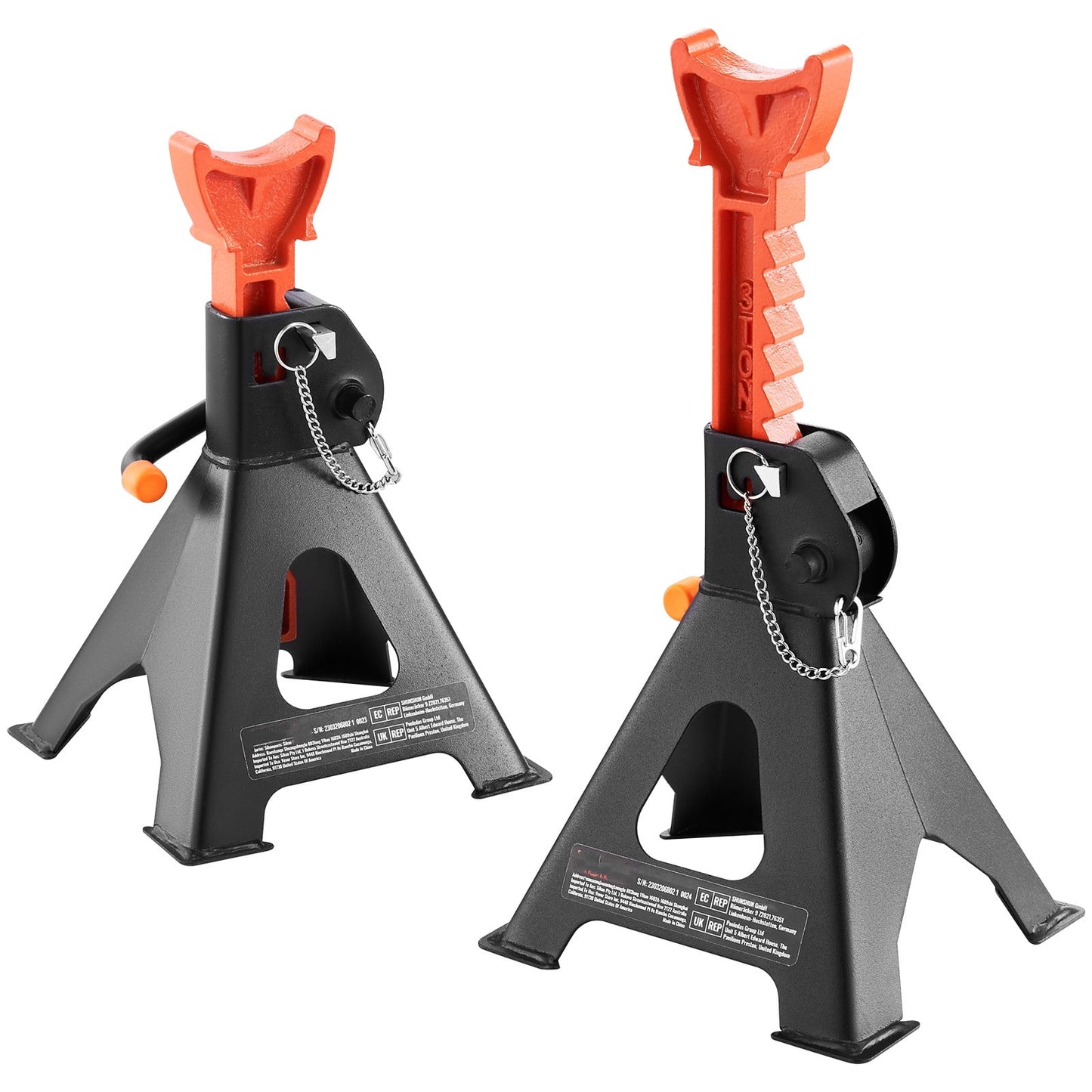 VEVOR Jack Stand 3T (6,000 lbs) Capacity Steel Adjustable 10.8in-16.3in Low Profile Auto Car Jack Stands with Metal Latch for SUV MPV Sedan 1 Pair