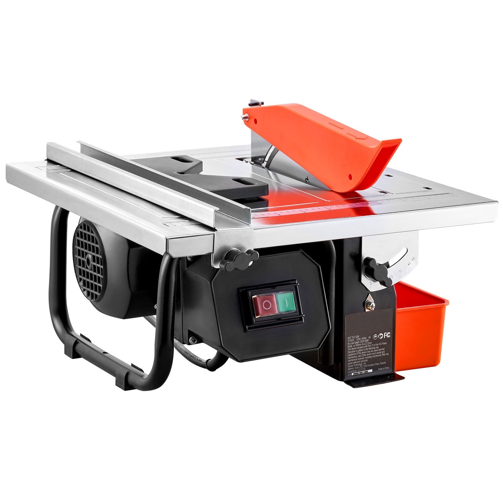 BENTISM Wet Tile Saw, 7-inch 65Mn Steel Blade, 3500 RPM Induction Motor, 0-45 Degrees Miter Angle for Cutting Tiles and Stones, Stainless Steel Deck for DIY