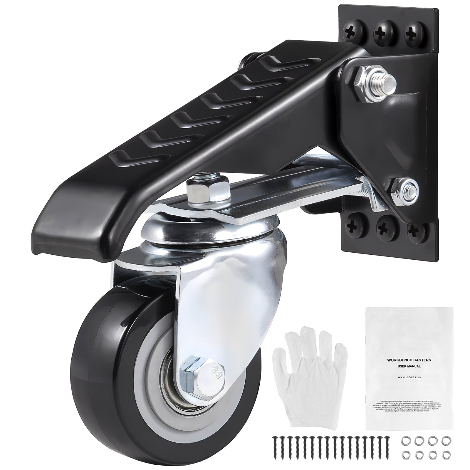 VEVOR Workbench Casters Kit Heavy Duty Retractable Wheels 165 lbs Load Set of 4