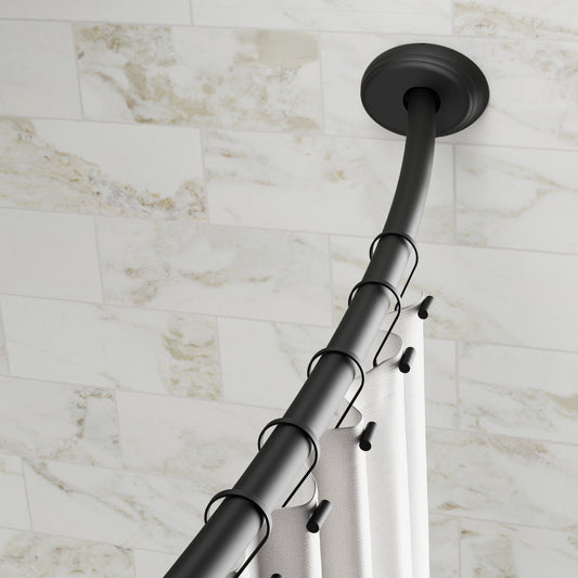 Better Homes & Gardens 50â€ to 72â€ Adjustable Tension or Wall-Mount Curved Shower Curtain Rod, Black