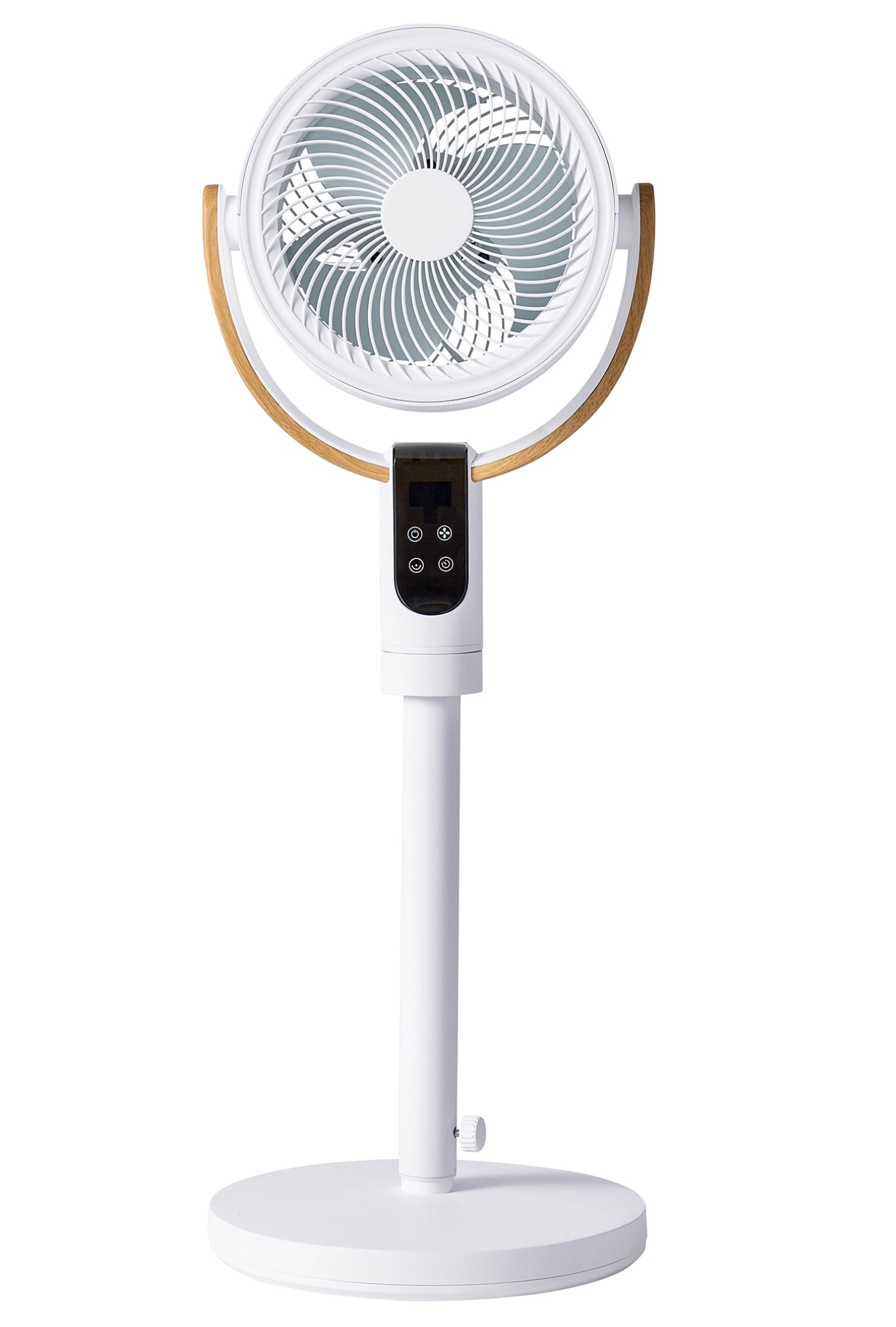 Better Homes & Gardens 8 Inch Air Circulator Pedestal Fan, Juliet Collection, White and Light Honey