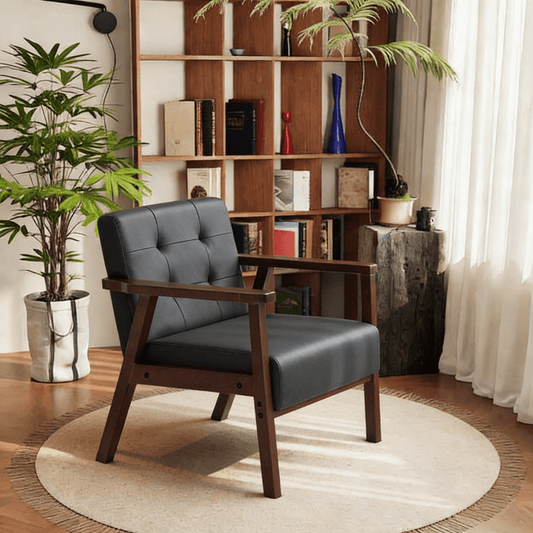 BSHTI 49.02" Solid Wood Frame Loveseat, High-Density Foam Tufted Back, PU Upholstery, Non-Slip Legs, Easy Assembly for Living Room & Office Black