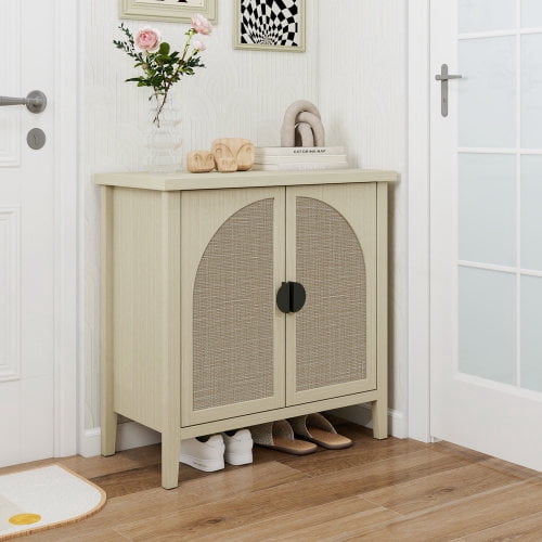 BSHTI Rattan 2 Door Cabinet, Suitable for Bedroom, Living Room, Study