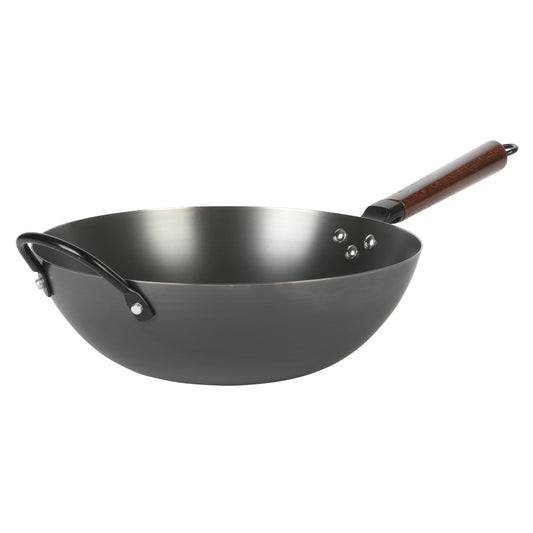 Babish 13-Inch Carbon Steel Wok with Detachable Wood Handle