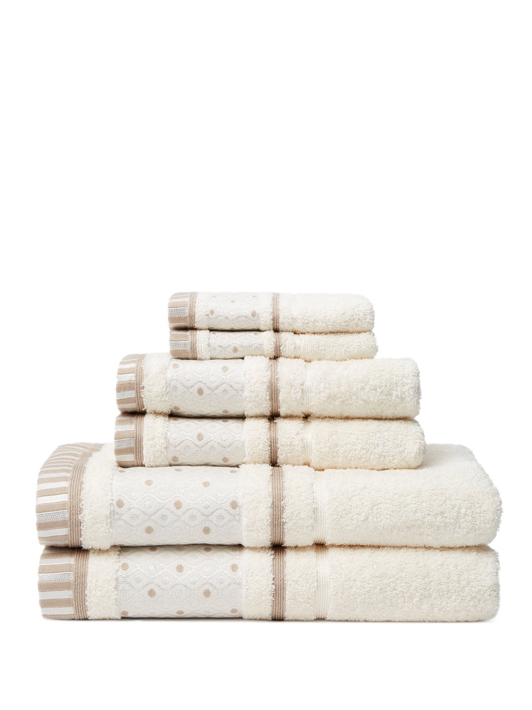 Balio 6-Piece 100% Cotton Bath Hand Wash Towel Set in CrÃ¨me