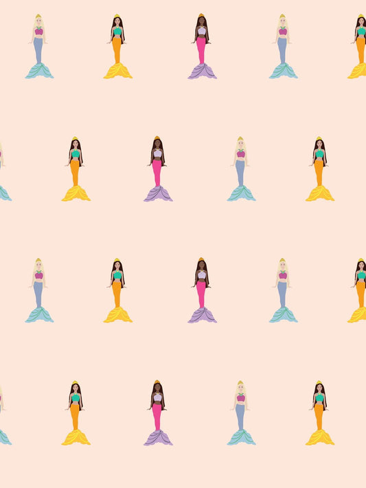 Barbie Mermaids Removable Vinyl Wallpaper, Peach