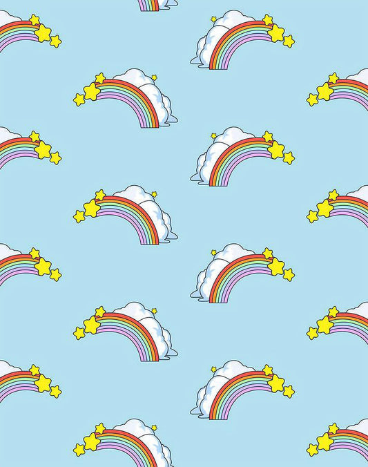 Barbie Rainbows Removable Vinyl Wallpaper, Baby Blue