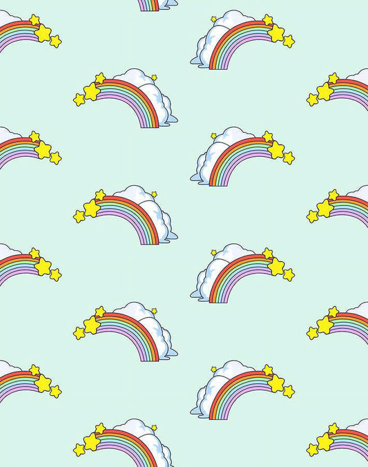 Barbie Rainbows Removable Vinyl Wallpaper, Seafoam