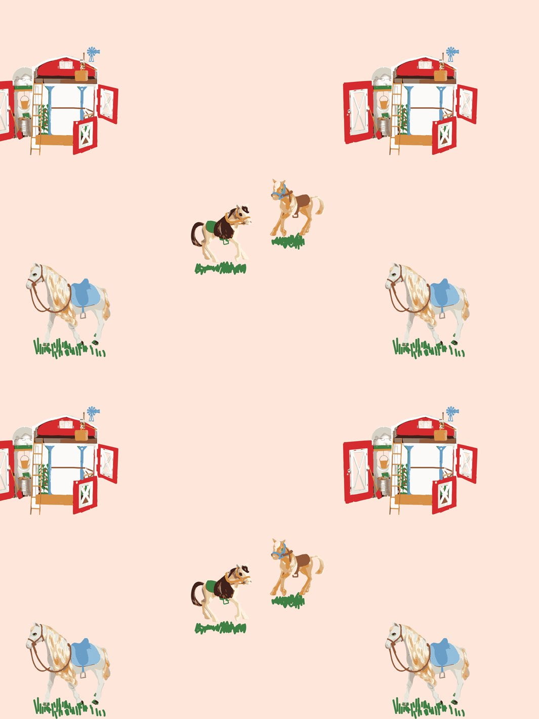Barbie's Stable Removable Vinyl Wallpaper, Peach