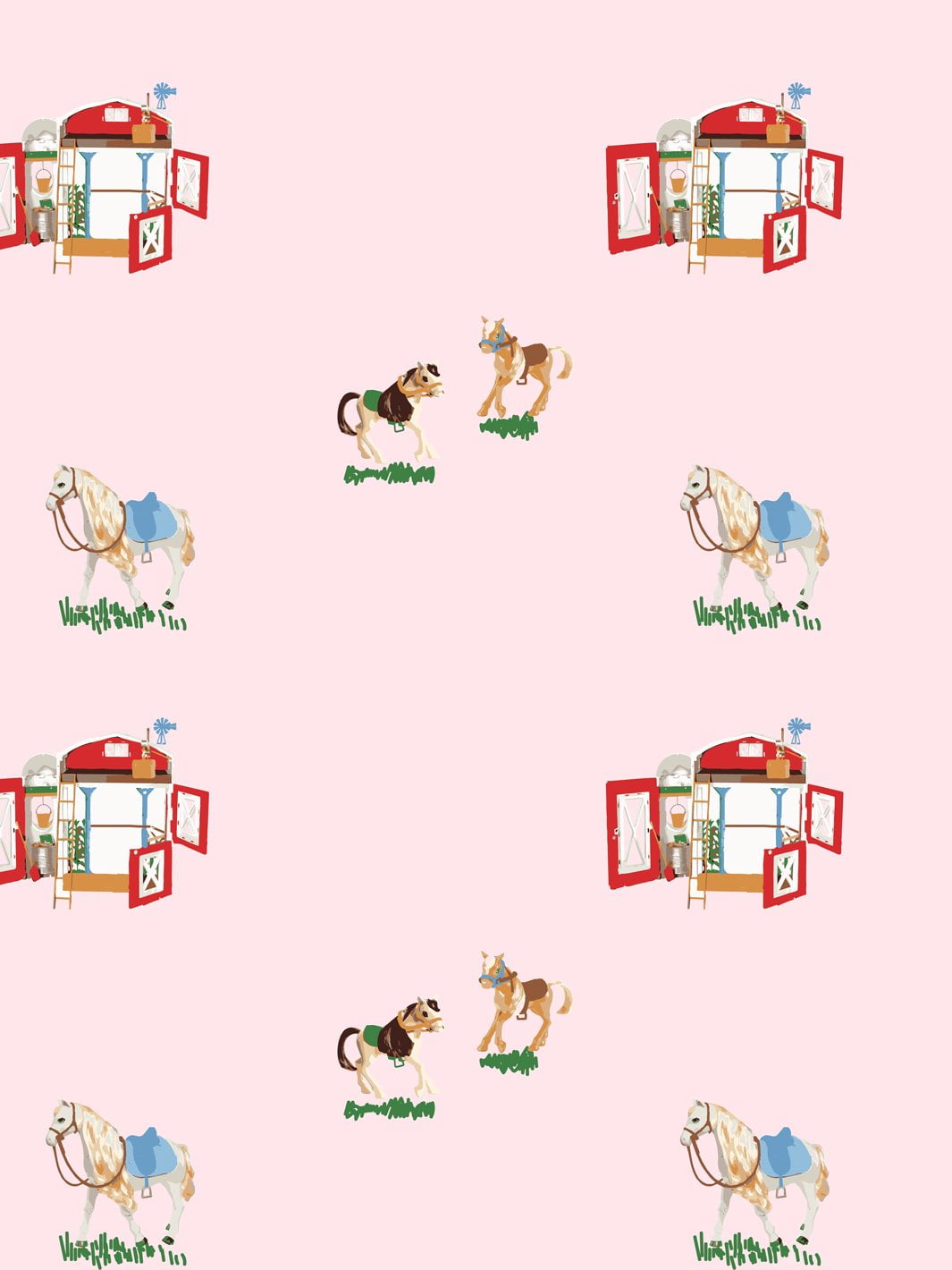 Barbie's Stable Removable Vinyl Wallpaper, Pink