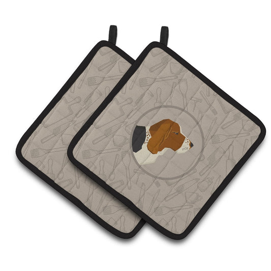 Basset Hound In the Kitchen Pair of Pot Holders