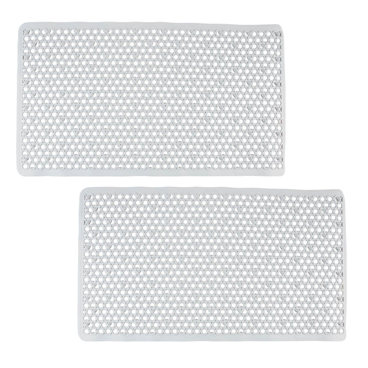 Bath Bliss 2 Pack Self-Draining PVC Bathmats in White