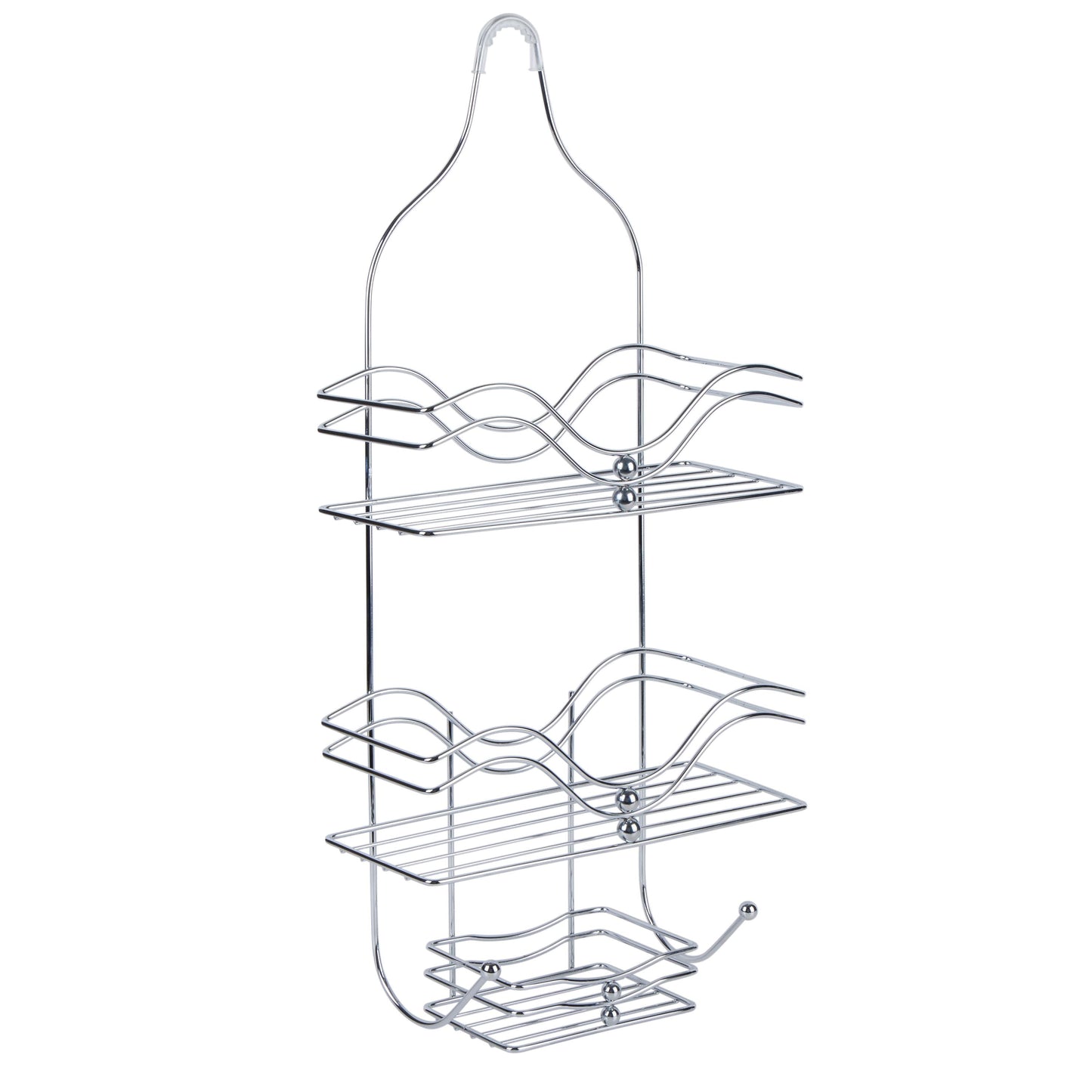 Bath Bliss 2 Shelf Ocean Design Metal Shower Caddy, Chrome