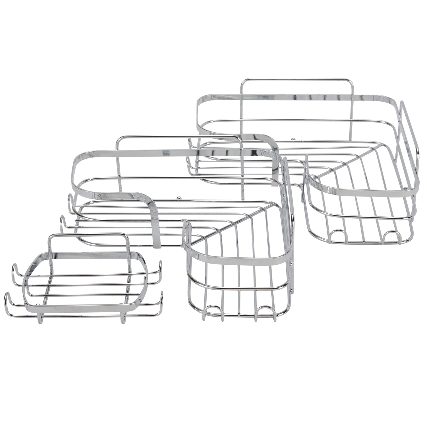 Bath Bliss 3 Piece Adhesive Corner Shelf Caddy Set in Stainless Steel