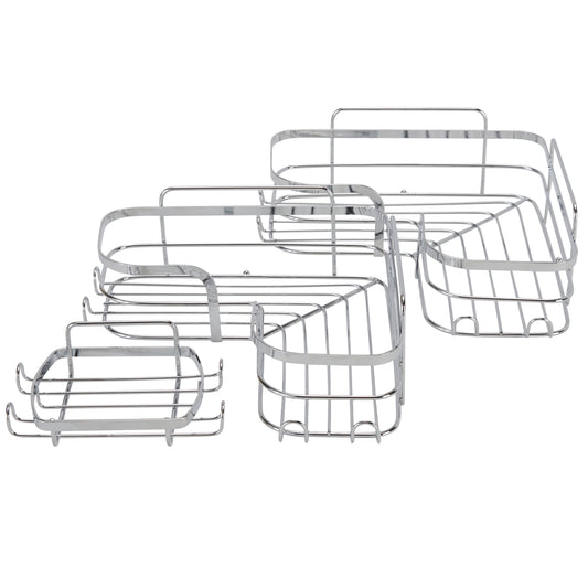 Bath Bliss 3 Piece Adhesive Corner Shelf Caddy Set in Stainless Steel