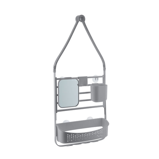 Bath Bliss Deluxe Flex 1 Shelf Plastic Adjustable Shower Caddy, Gray
