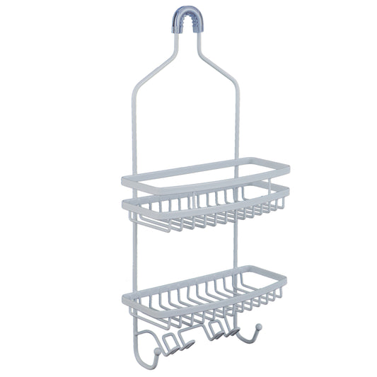 Bath Bliss Venice Metal 2 Shelf Tier Shower Caddy, White