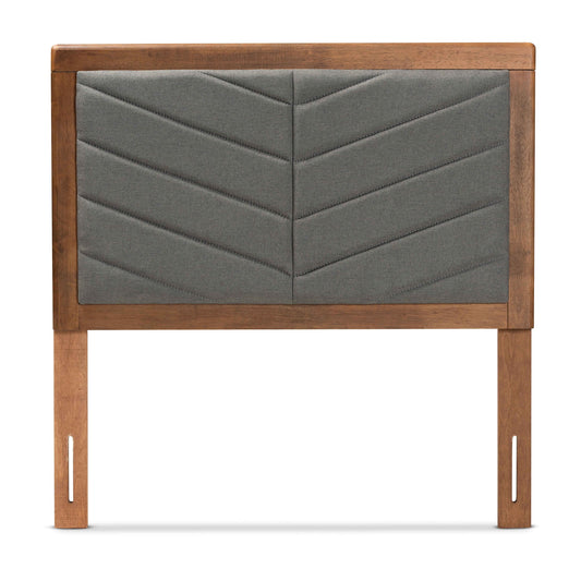 Baxton Studio Iden Modern and Contemporary Light Grey Fabric Upholstered and Walnut Brown Finished Wood King Size Headboard