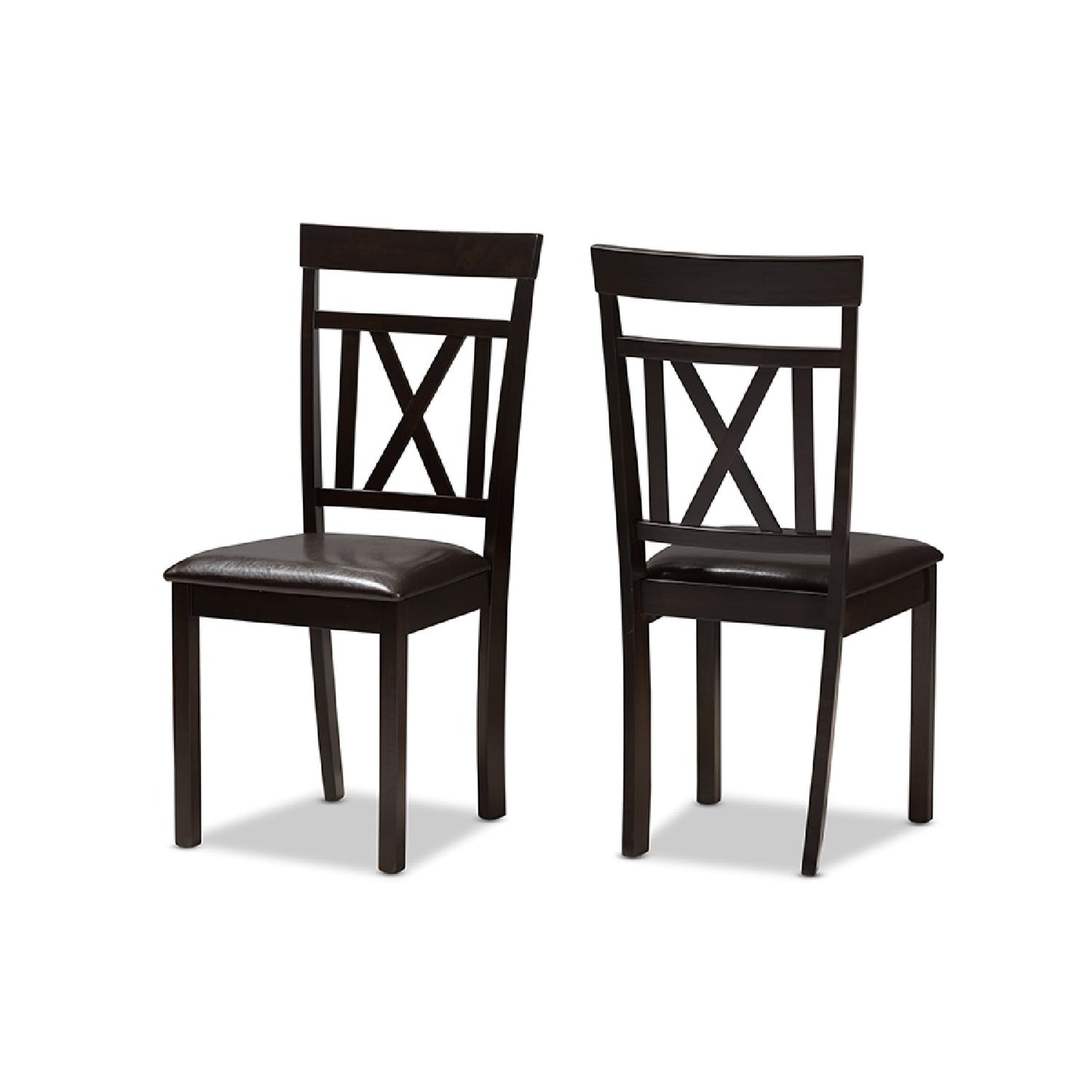 Baxton Studio Rosie Modern and Contemporary Dark Brown Faux Leather Upholstered Dining Chair (Set of 2)