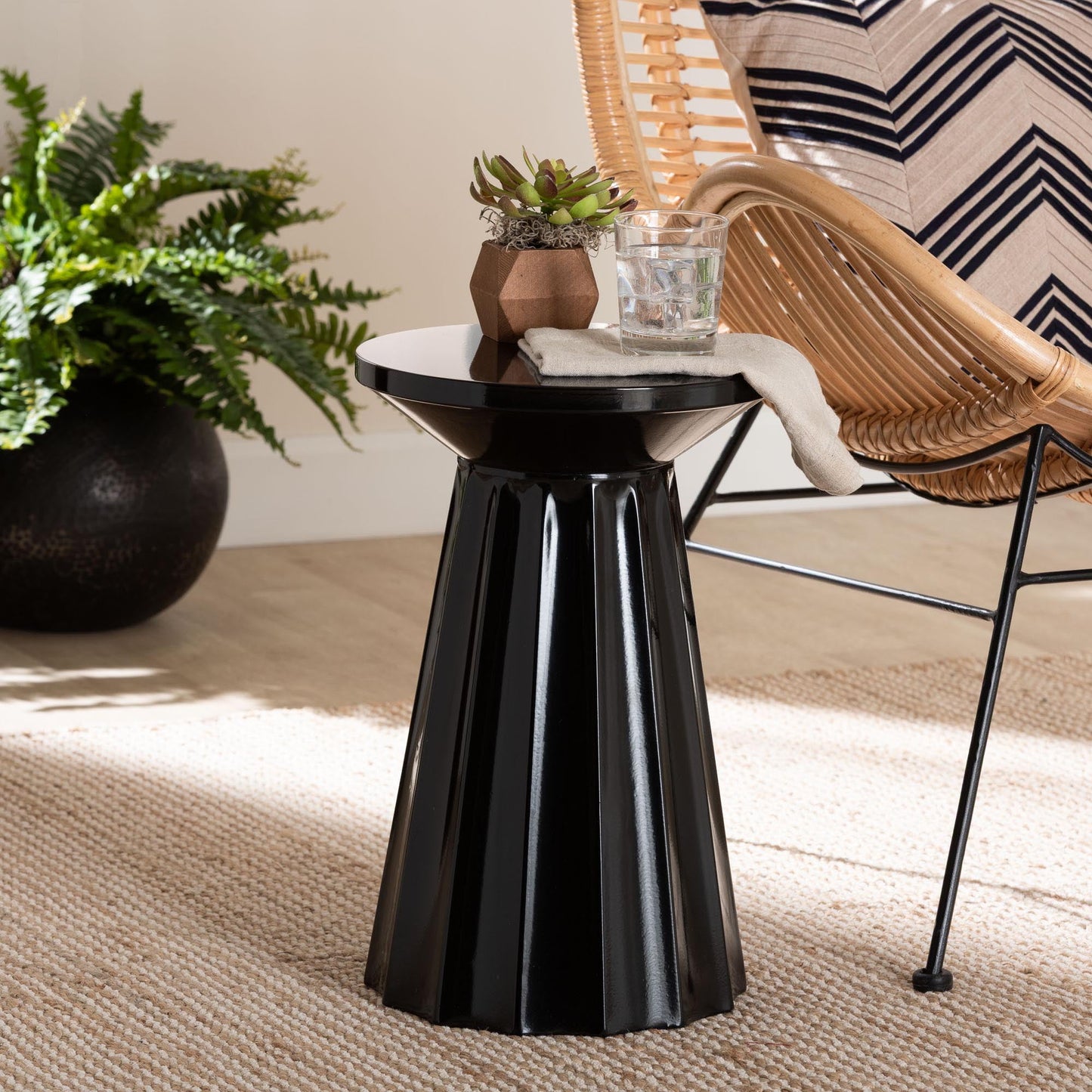 Baxton Studio Ulmer Modern Accent Table, 12"W, Black