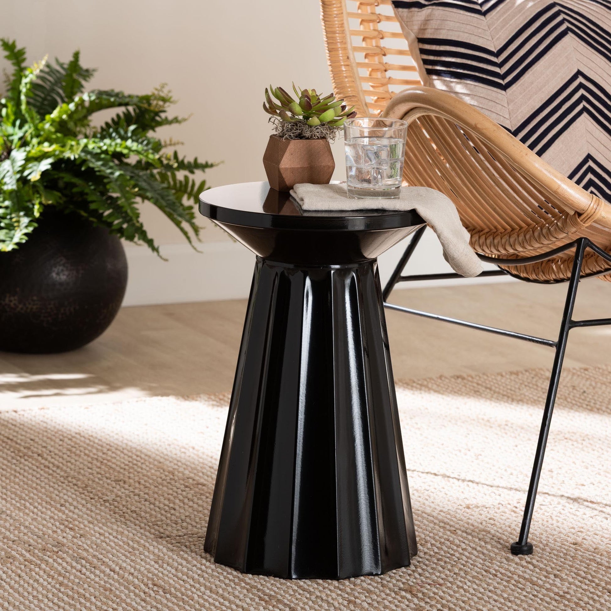 Baxton Studio Ulmer Modern Accent Table, 12"W, Black