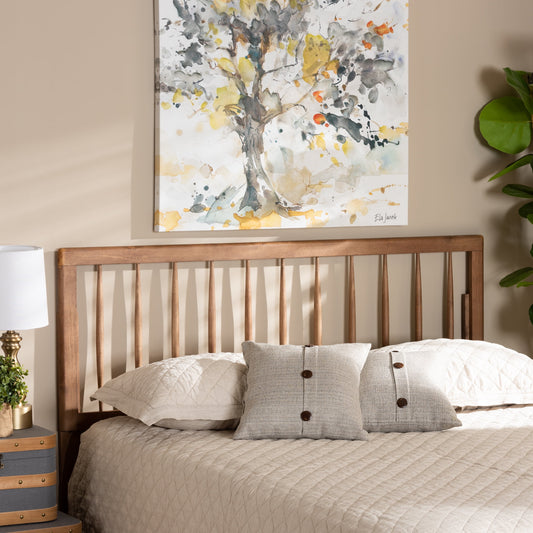 Baxton Studio Valin Contemporary/Modern Back Support Rubberwood Headboard, King, Ash Walnut