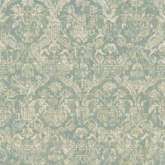Lotus Turquoise Damask Wallpaper