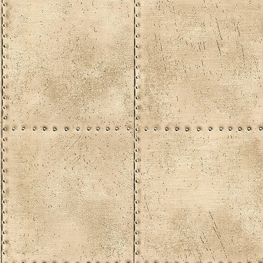 Beacon House Riveted Champagne Industrial Tile Wallpaper