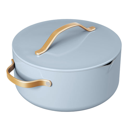 Beautiful Olla Holandesa de CerÃ¡mica Antiadherente de 5 Cuartos con Tapa Coladora, SÃ©samo Negro de Drew Barrymore