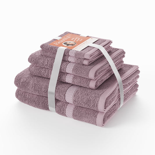 Beautiful by Drew Barrymore 6-Piece Dobby Bath Towel Set, Soft 100% Cotton, Off White