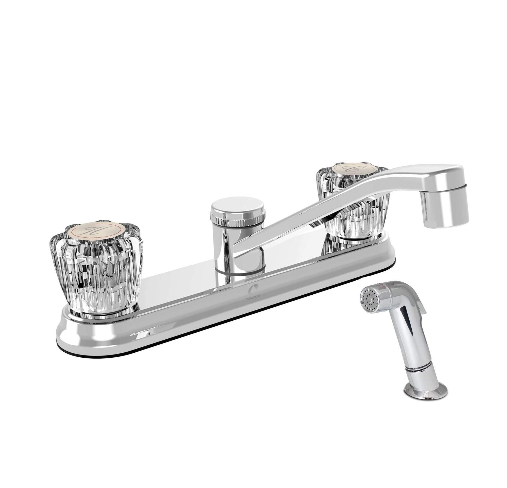 Belanger EBA67WCP Low-Arc Two Handle Kitchen Faucet with Side Spray, Polished Chrome