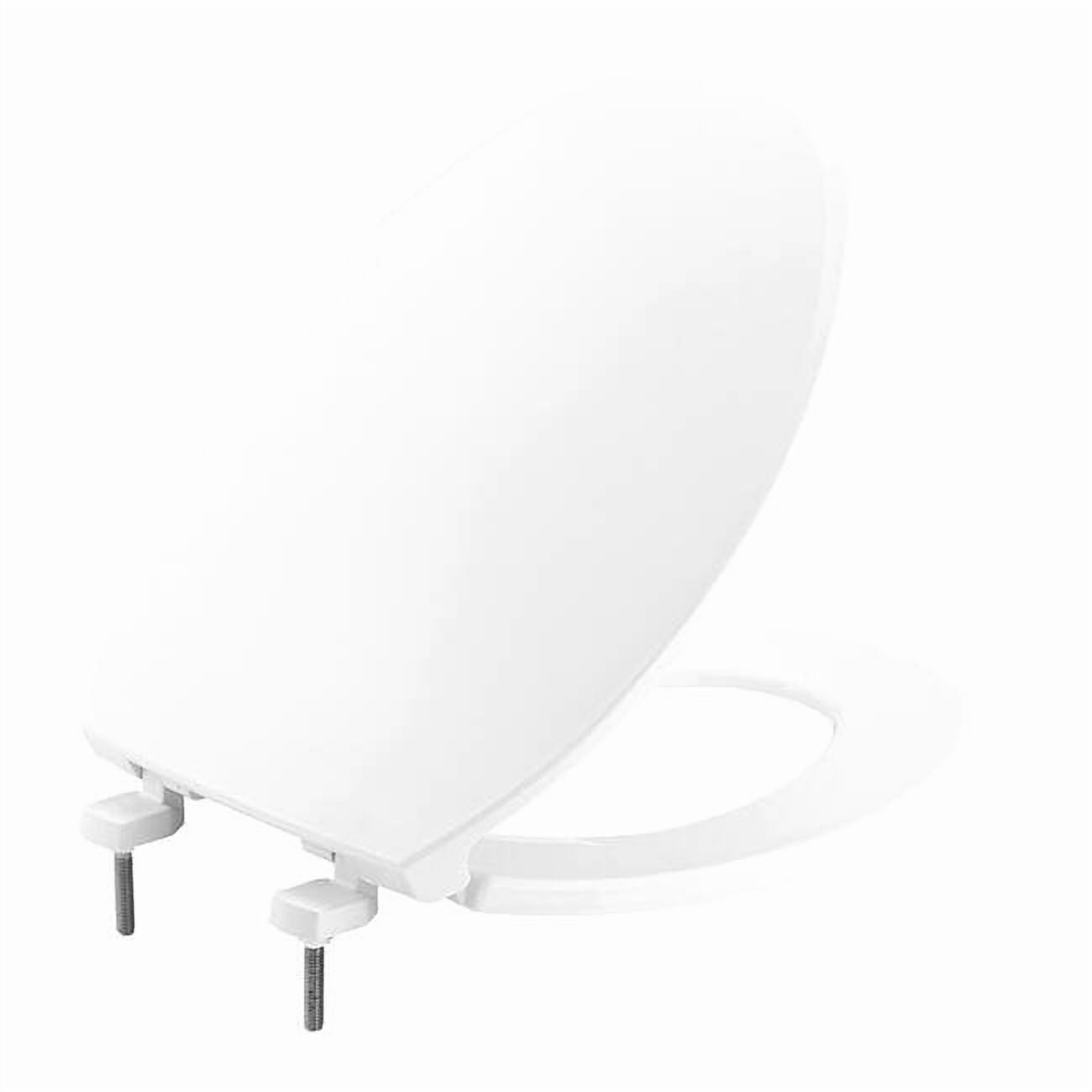 Bemis Elongated Hospitality Plastic Toilet Seat in White with STA-TITE Commercial Fastening System