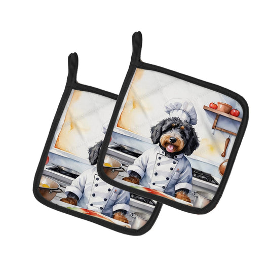 Bernedoodle The Chef Pair of Pot Holders