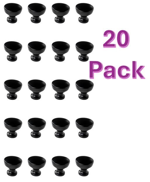 Better Homes & Gardens 1-1/4 Inch Modern Cabinet Knob, Matte Black, 20 pack