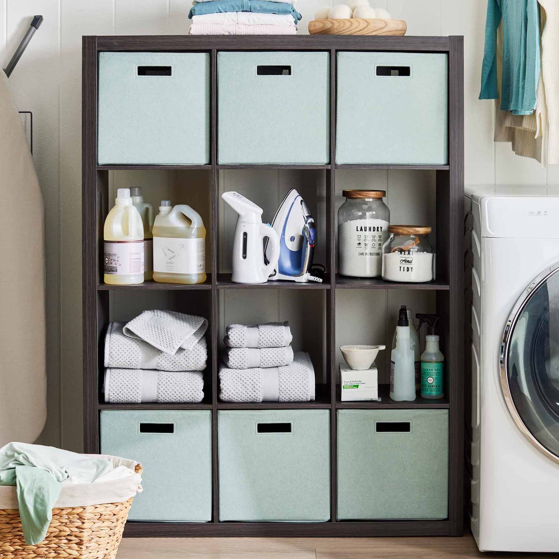 Better Homes & Gardens 12 Cube Storage Organizer, Tobacco Oak