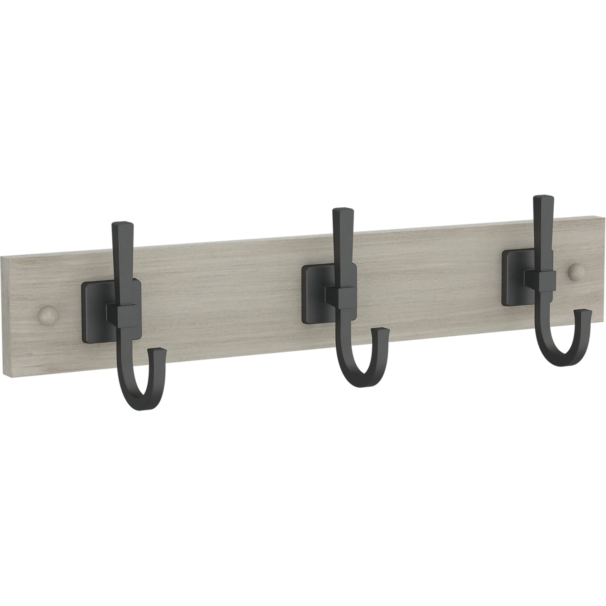 Better Homes & Gardens Estante de 3 Ganchos para Molinillo de Metal y Madera de 18", Gris y Negro