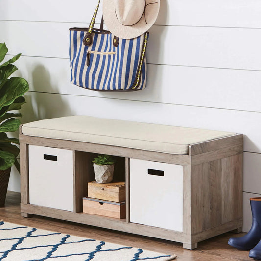 Better Homes & Gardens 3-Cube Storage Bench, Rustic Gray