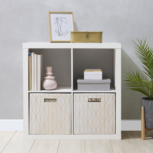 Organizador de Almacenamiento de 4 Cubos, Textura Blanca