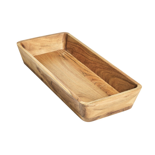 (2 pack) Better Homes & Gardens- Acacia Wood Oval Serving Bowl, Natural Finish Brown