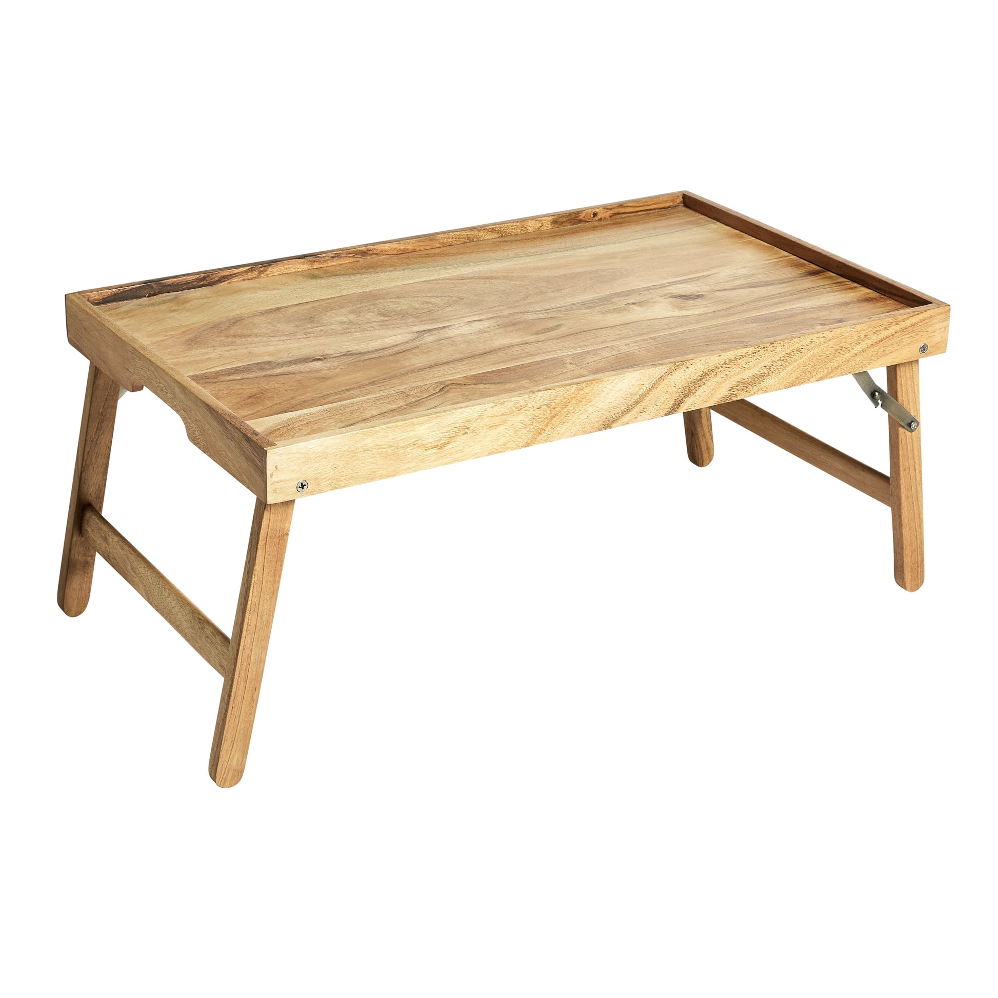 (4 pack) Better Homes & Gardens Acacia Wood Rectangular Bed Tray with Stand in Natural Finish Brown, One Size
