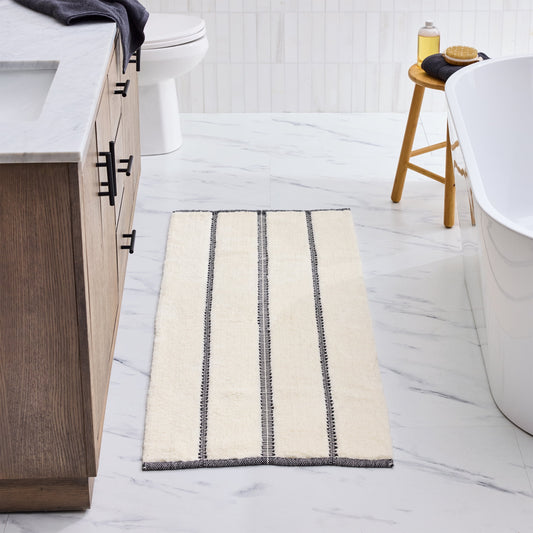 Better Homes & Gardens Atlas Stripe Bath Runner Rug, Grey Shadow & Vanilla Dream, 24" x 60"