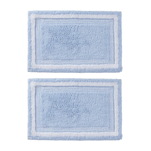 Better Homes & Gardens Bordered Striped 2-Pack Bath Rug Bundle, Blue Drop, 20â€ x 30â€