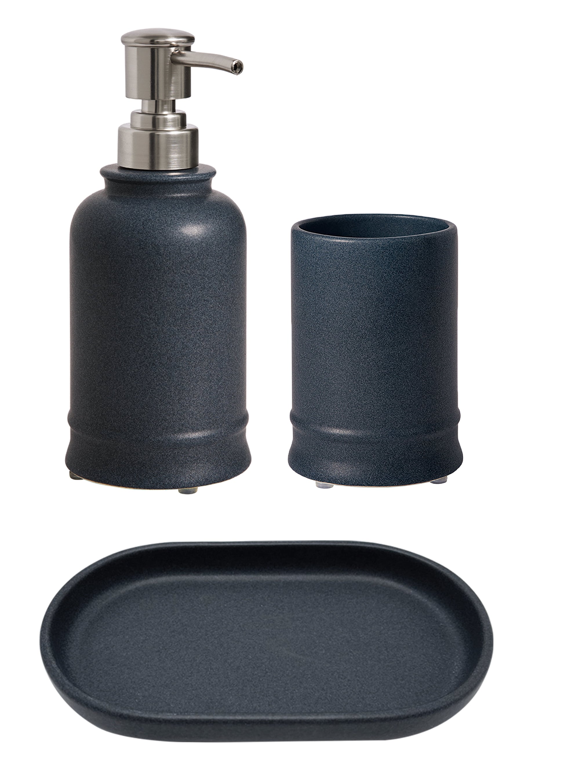 &nbsp;Better Homes & Gardens 3-Piece Ceramic Apothecary Bathroom Set, Brown
