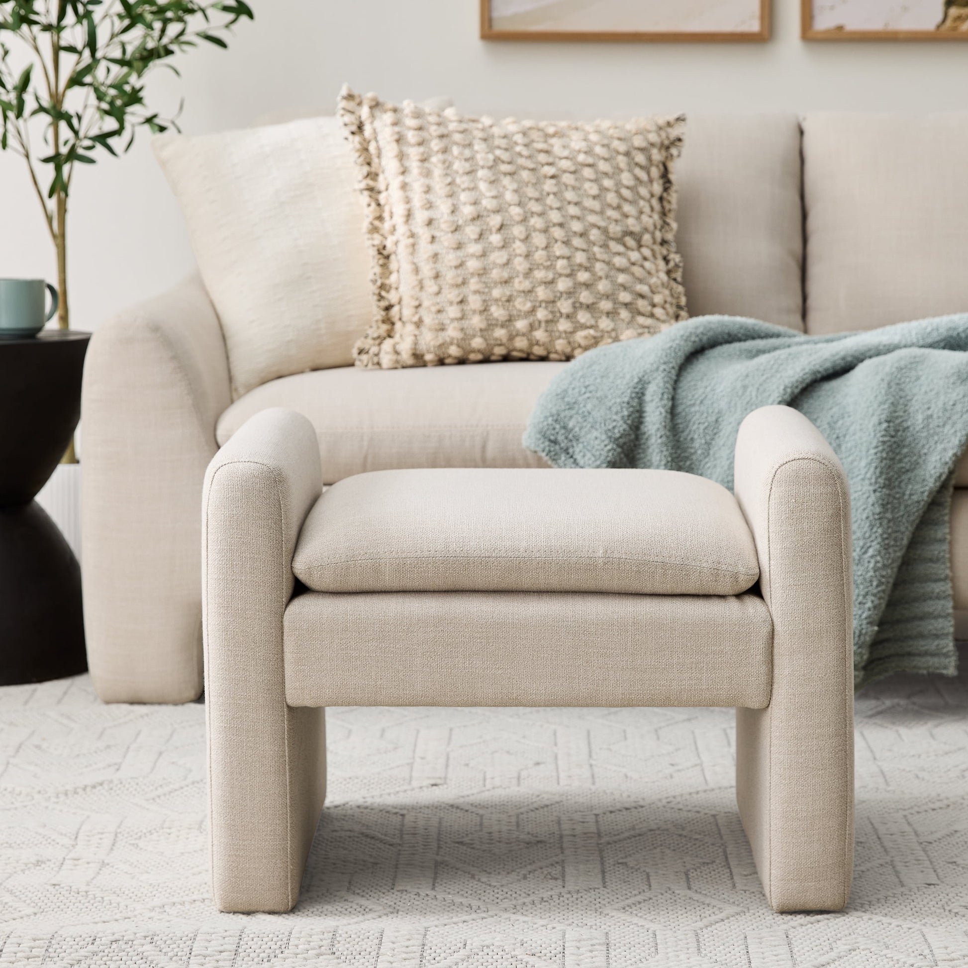 Better Homes & Gardens Emerson Ottoman, Cream