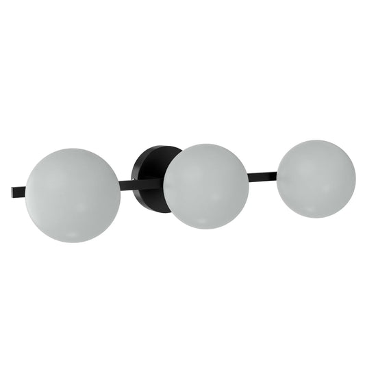 Better Homes & Gardens Modern Vanity Light, Acabado Negro, Persianas de Vidrio Esmerilado, Bombillas LED T6