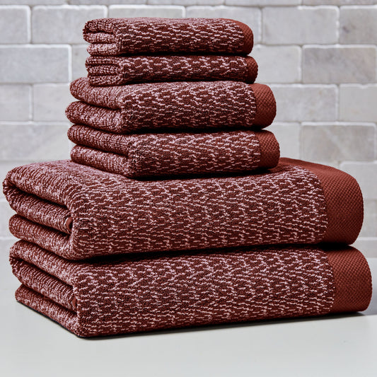 Better Homes & Gardens Signature Soft Cotton Melange 6 Piece Bath Towel Set,Deep Redwood