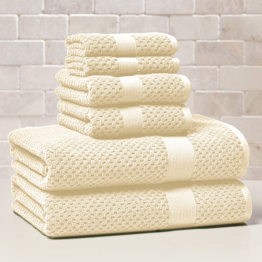 Better Homes & Gardens Signature Soft Cotton Popcorn Textured 6 Piece Bath Towel Set,Vanilla Dream